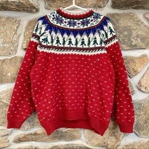 Eddie Bauer | Sweaters | Vintage Bright Redwhite Eddie Bauer Thick Knit  Sweater | Poshmark